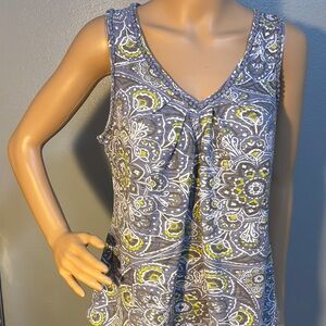 Banana Republic Space Gray Died and Citron Green Paisley Women's Tank Top